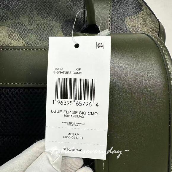 COACH MEN'S Signature Camo League Flap Backpack In Signature Camo CAF98 NWT - Picture 5 of 10